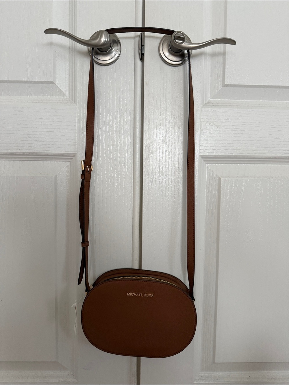 Michael Kors Tan Leather Oval Crossbody Bag